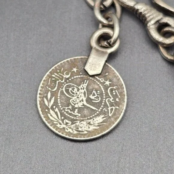 VTG Swirl Disc Medallion Statement Necklace 16" Antique Silver-Plate Adjustable - Picture 8 of 13